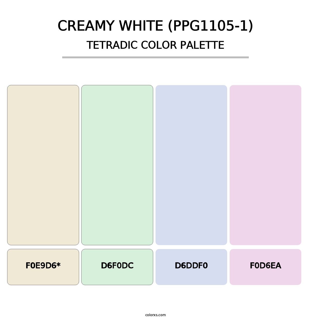 Creamy White (PPG1105-1) - Tetradic Color Palette