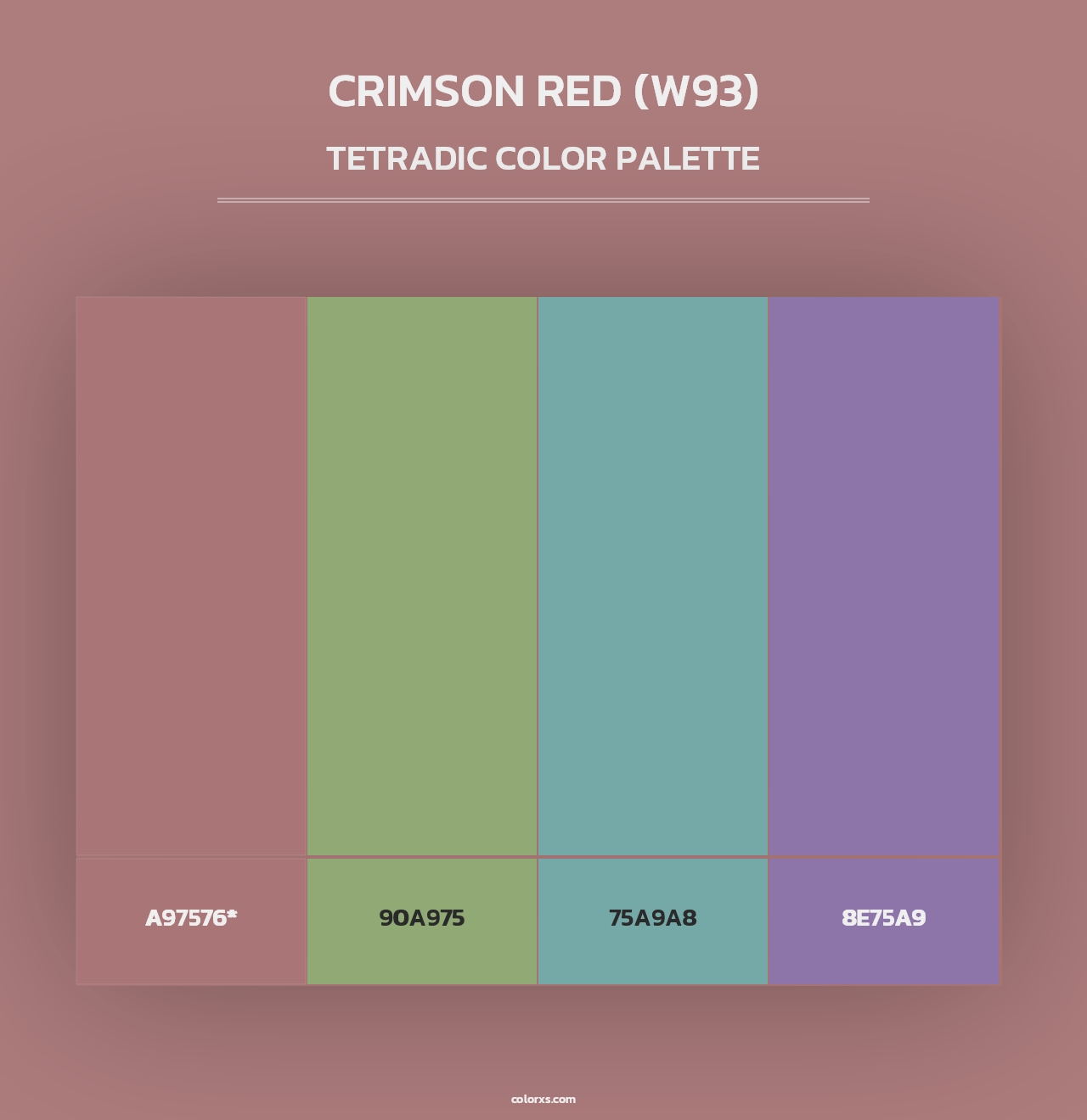 Crimson Red (W93) - Tetradic Color Palette
