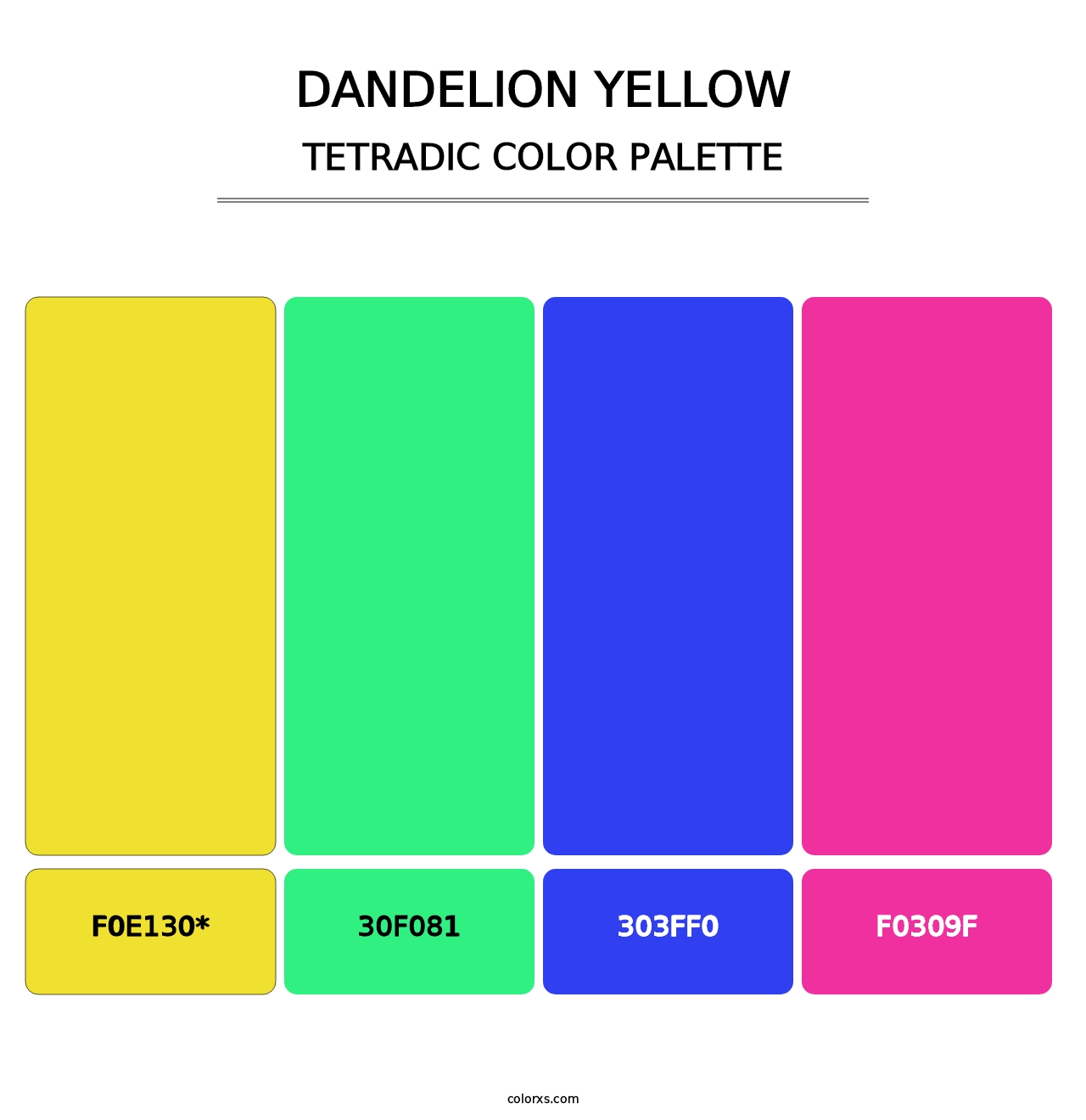 Dandelion Yellow - Tetradic Color Palette