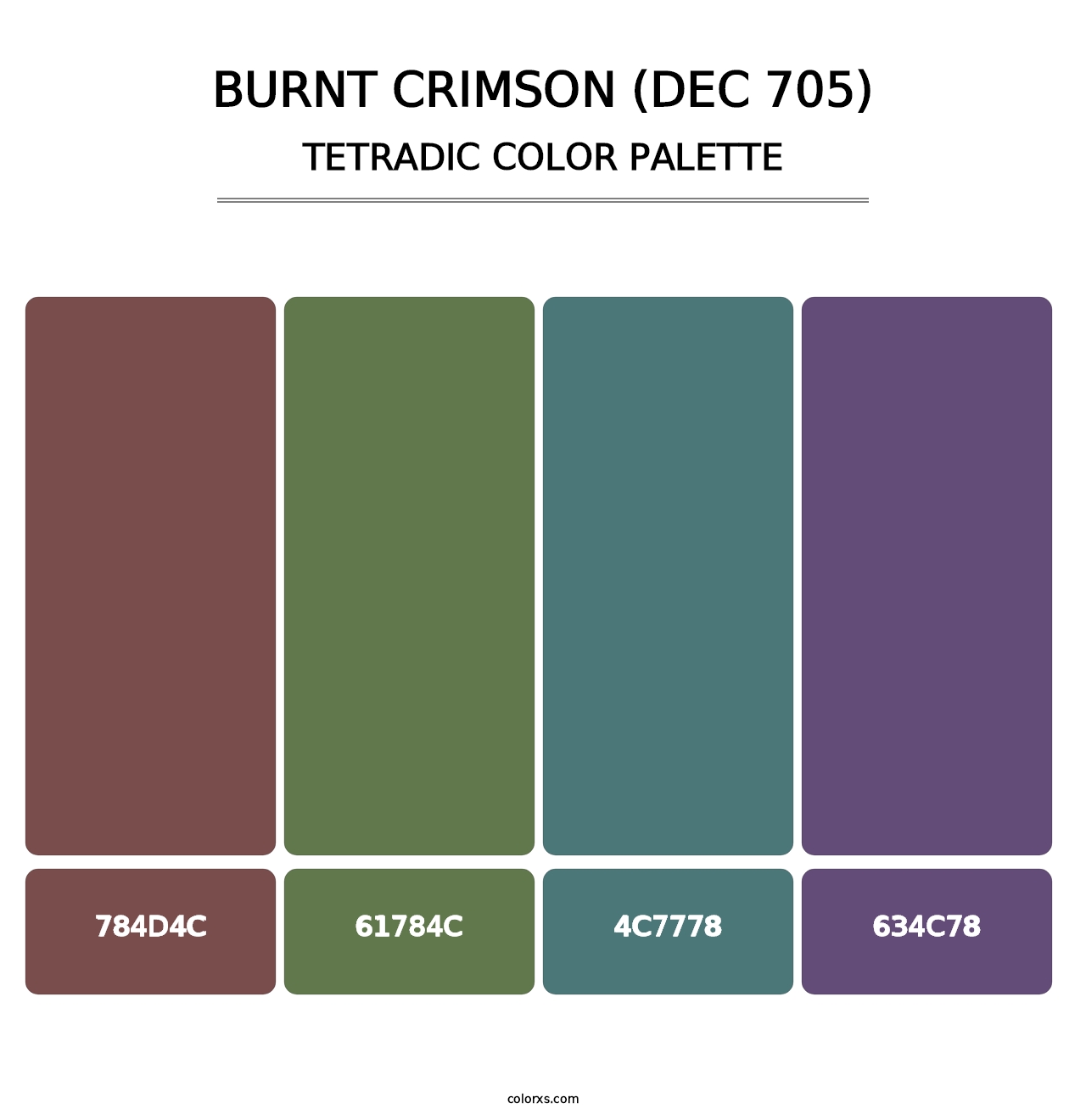 Burnt Crimson (DEC 705) - Tetradic Color Palette