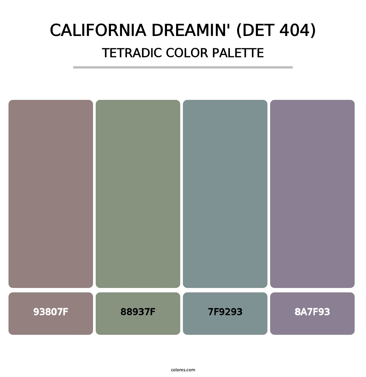 California Dreamin' (DET 404) - Tetradic Color Palette