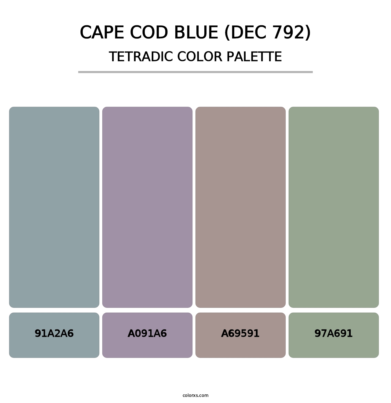 Cape Cod Blue (DEC 792) - Tetradic Color Palette