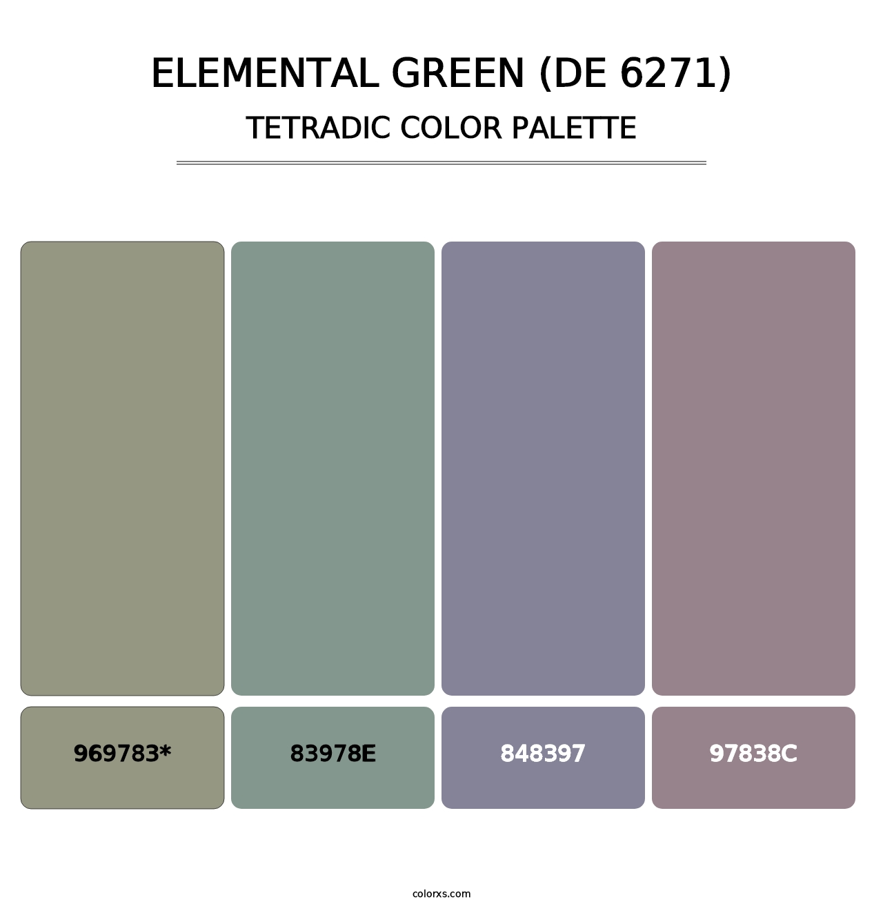 Elemental Green (DE 6271) - Tetradic Color Palette