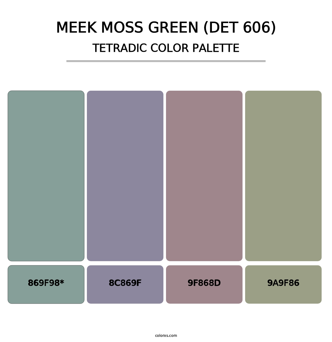 Meek Moss Green (DET 606) - Tetradic Color Palette