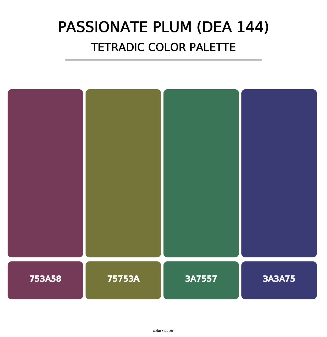 Passionate Plum (DEA 144) - Tetradic Color Palette
