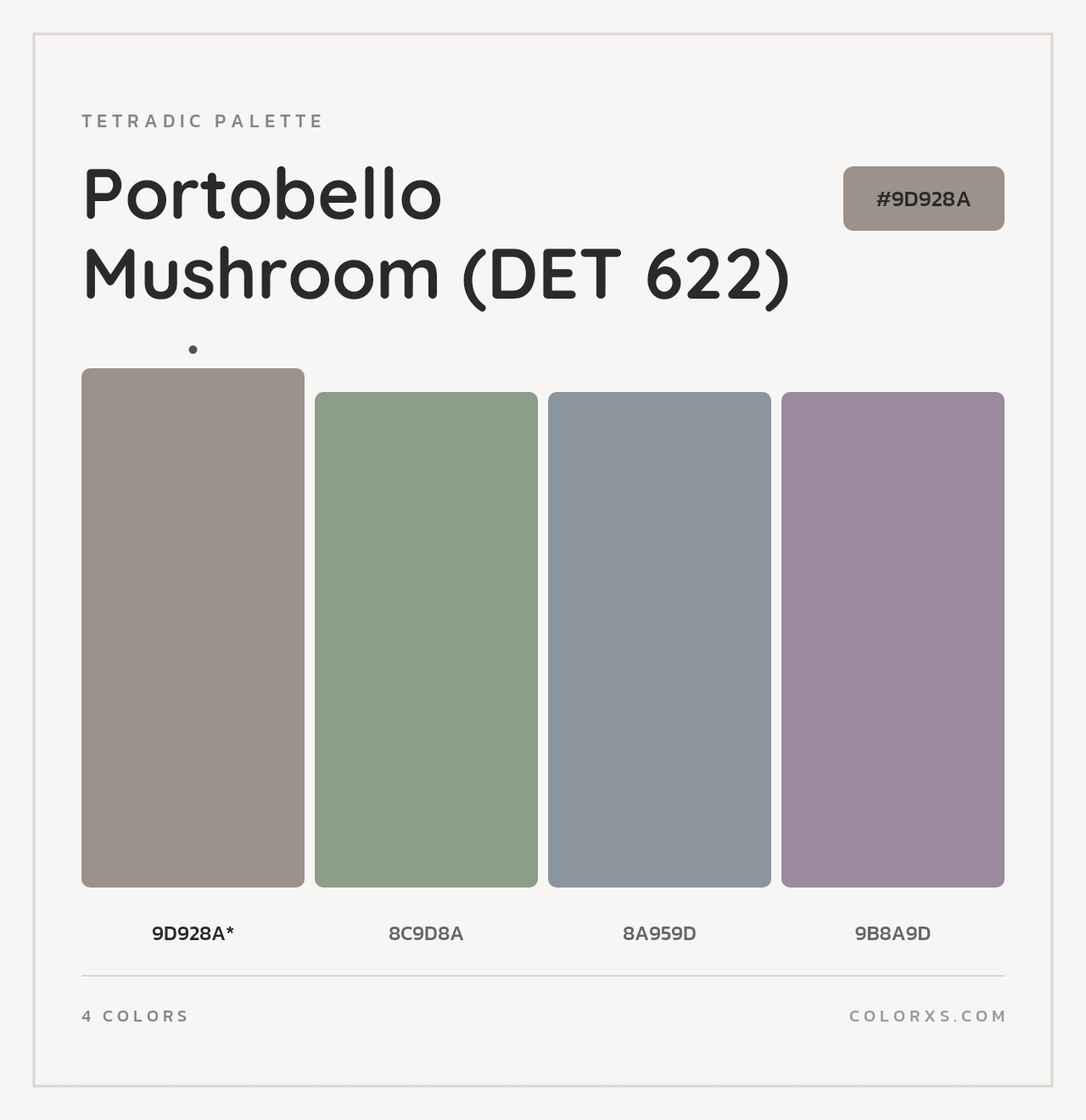 Portobello Mushroom (DET 622) - Tetradic Color Palette