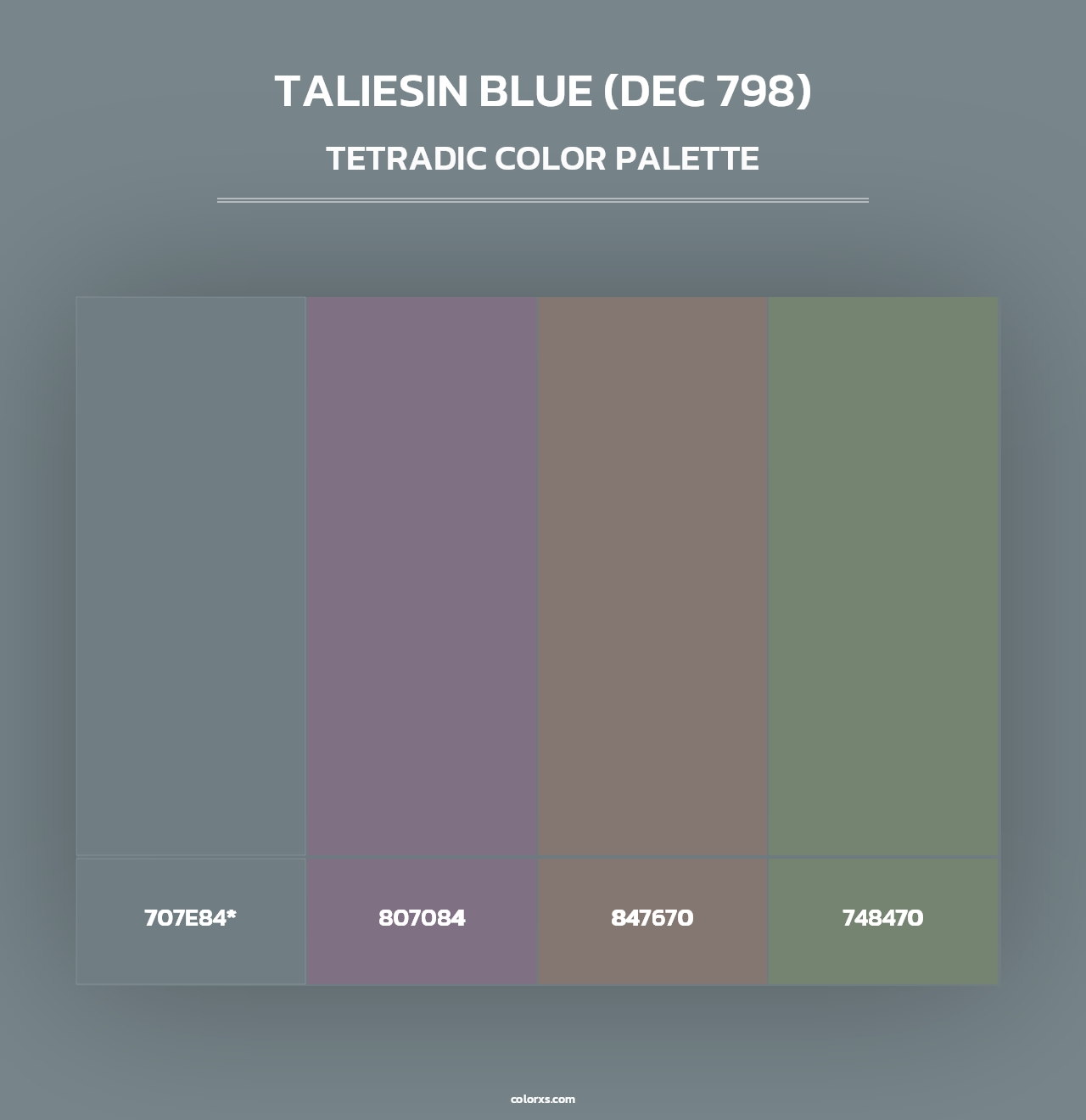 Taliesin Blue (DEC 798) - Tetradic Color Palette
