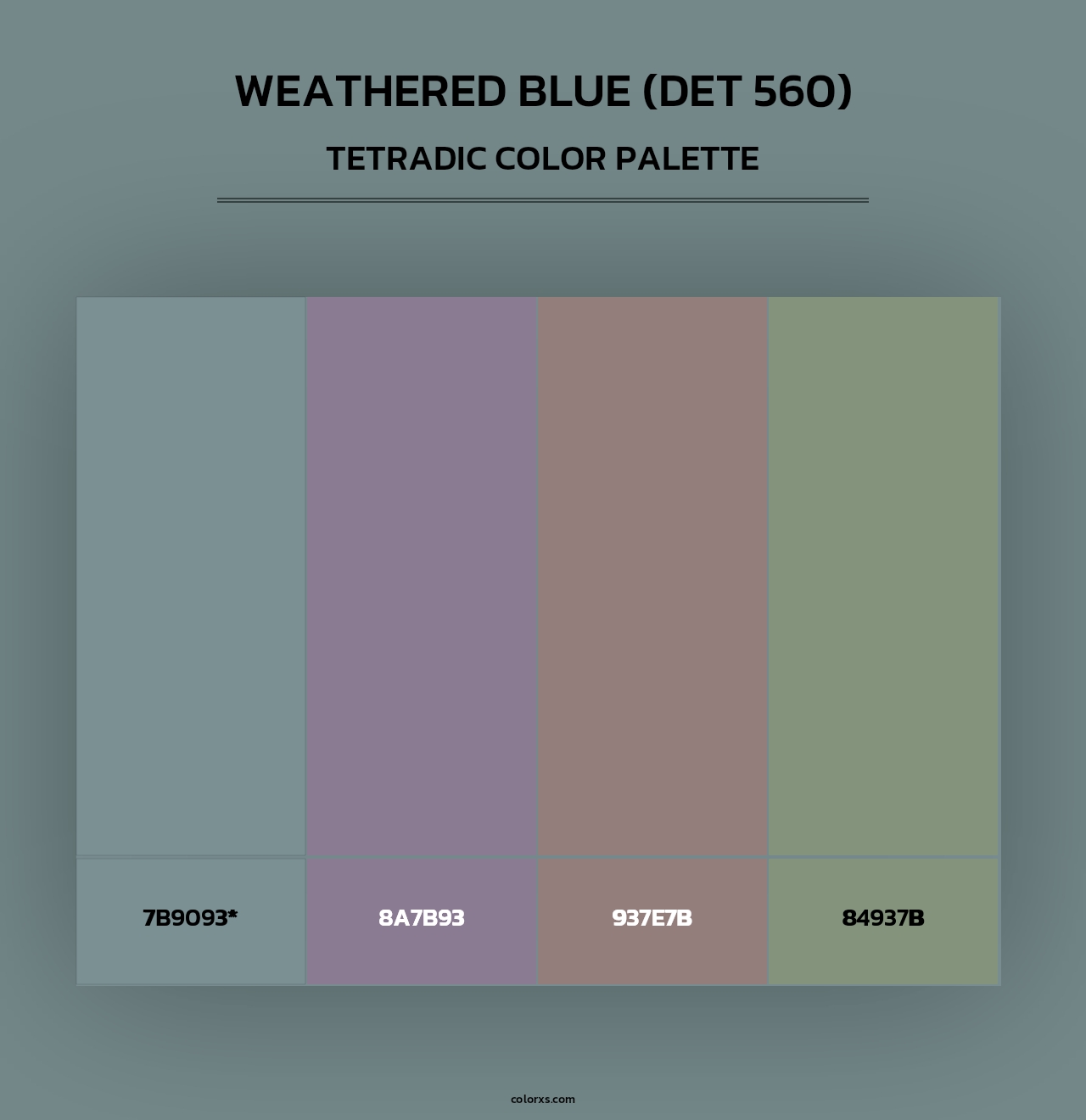 Weathered Blue (DET 560) - Tetradic Color Palette