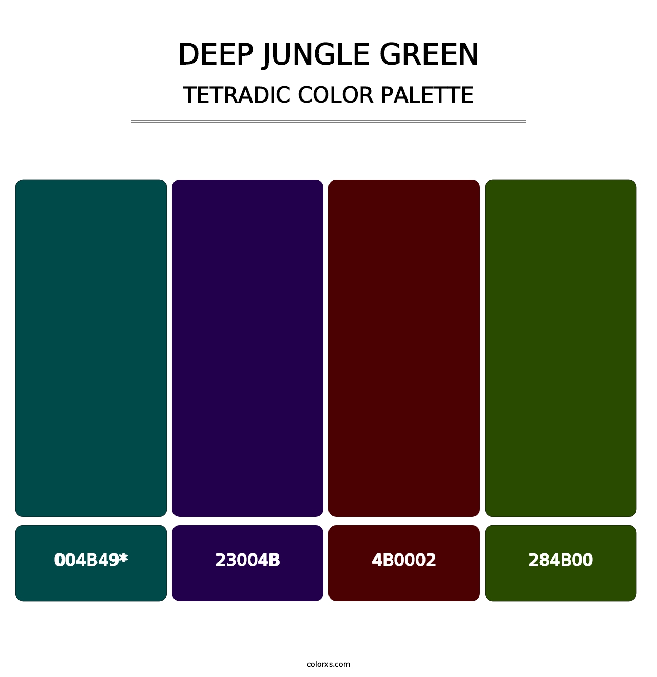 Deep Jungle Green - Tetradic Color Palette