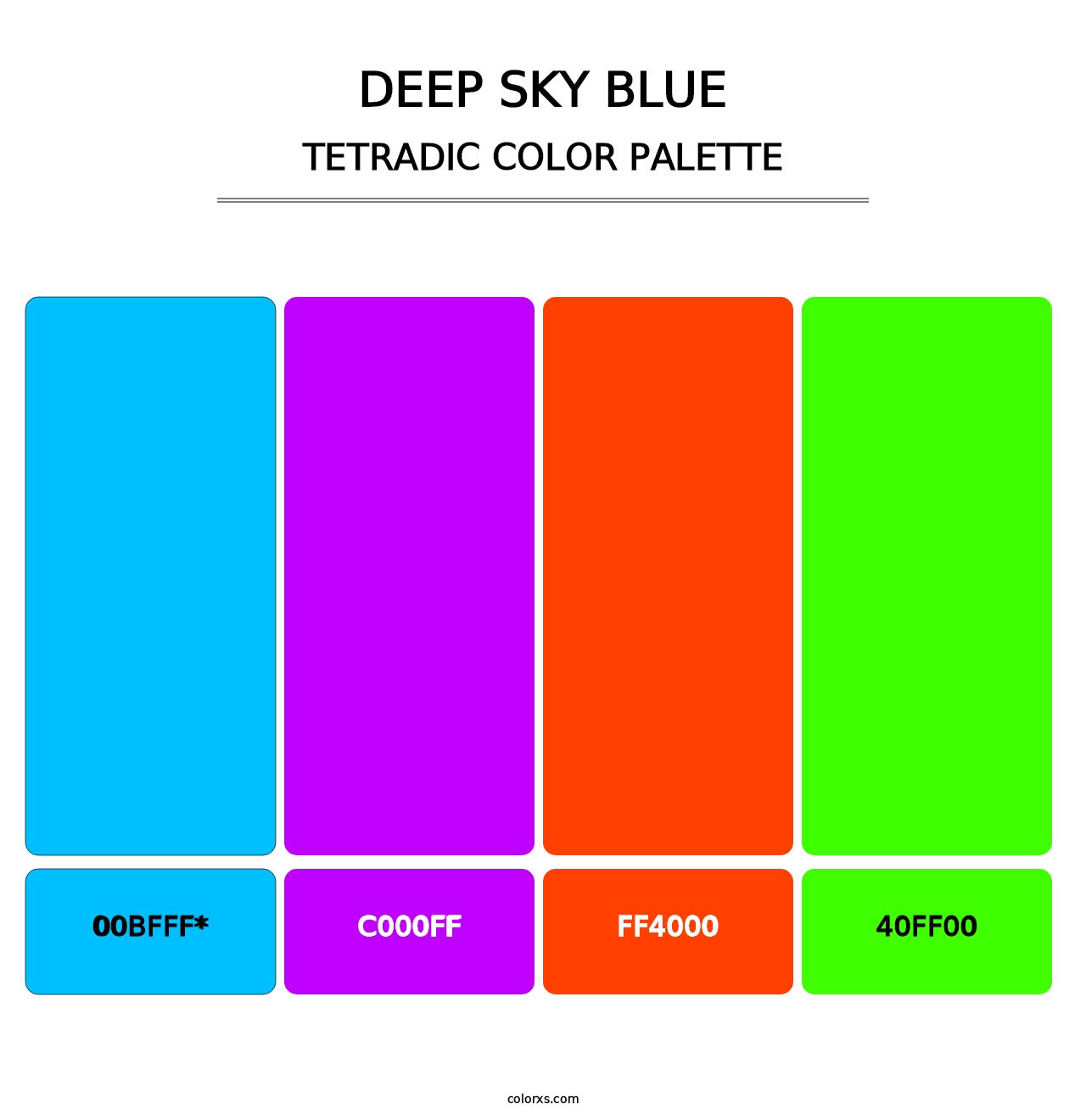 Deep Sky Blue - Tetradic Color Palette