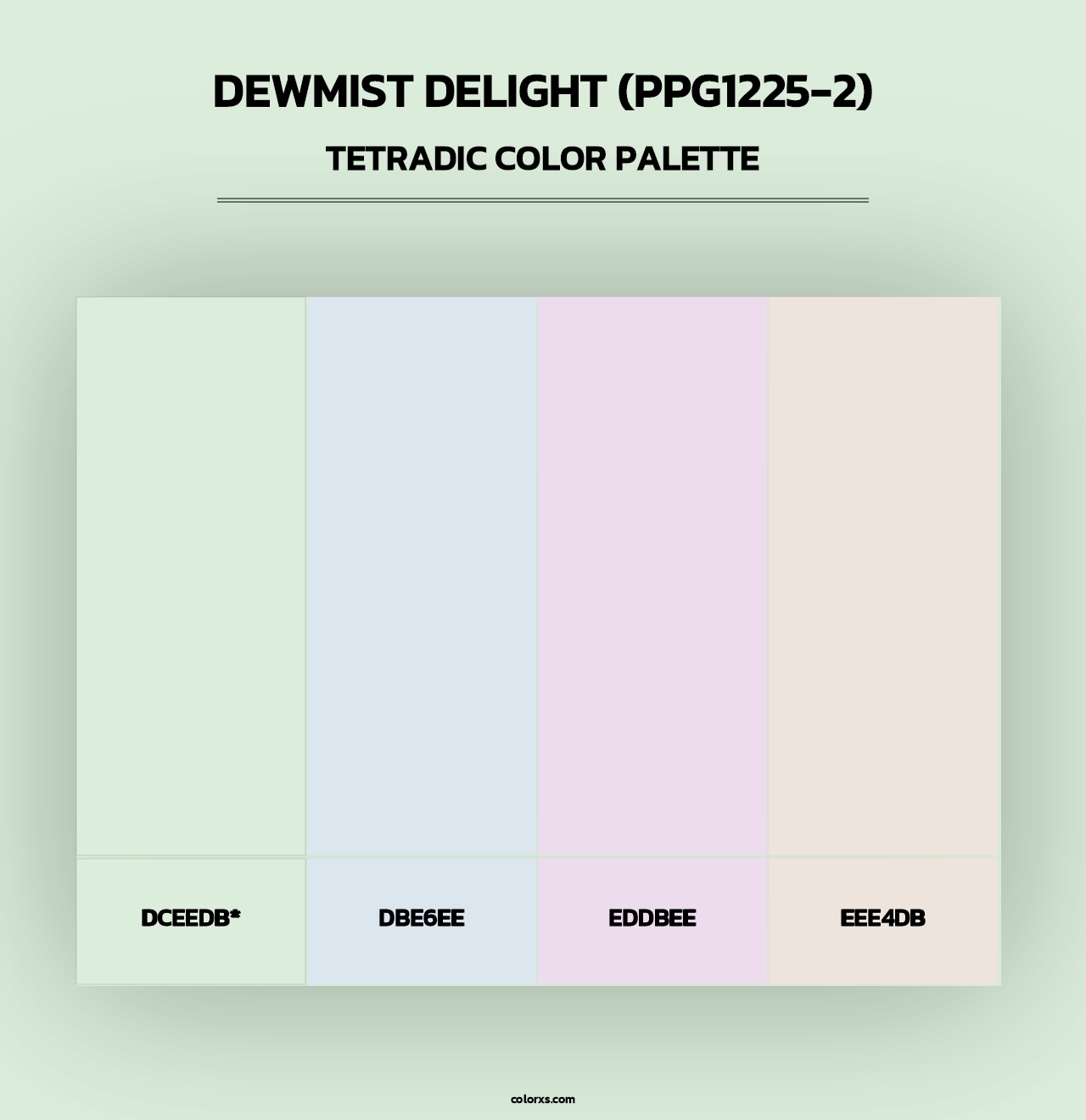 Dewmist Delight (PPG1225-2) - Tetradic Color Palette
