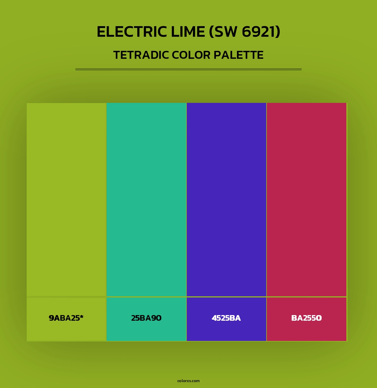 Electric Lime (SW 6921) - Tetradic Color Palette