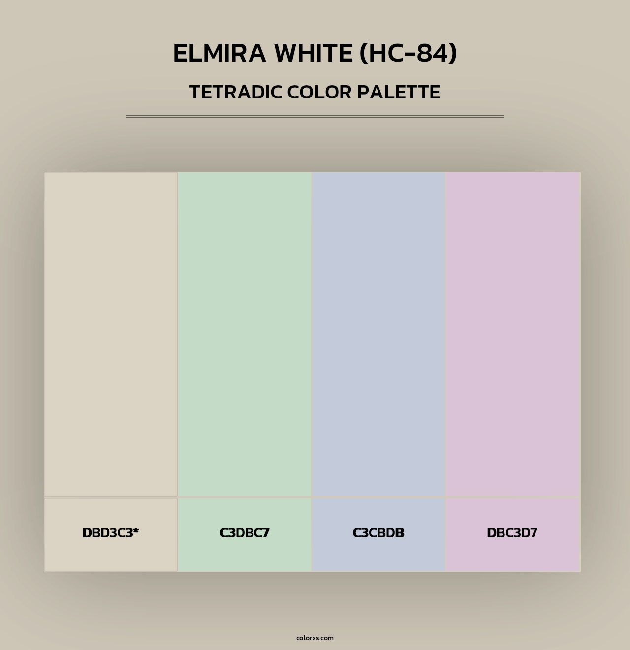 Elmira White (HC-84) - Tetradic Color Palette