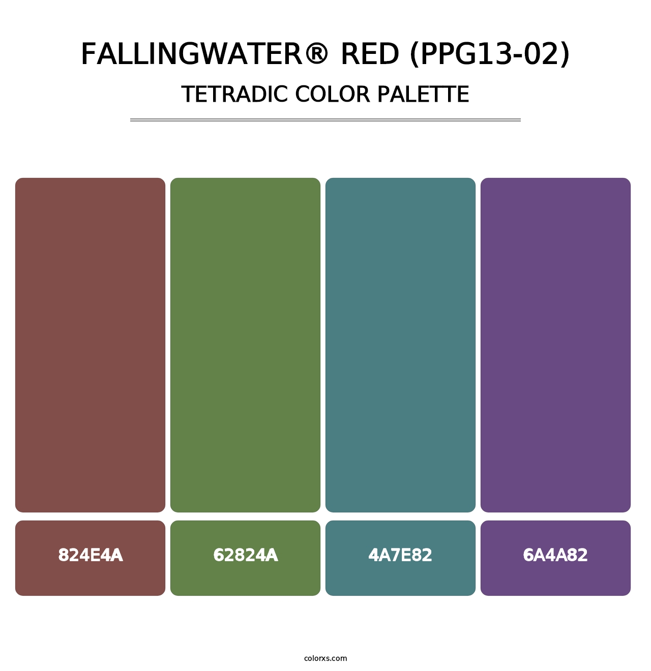 Fallingwater® Red (PPG13-02) - Tetradic Color Palette