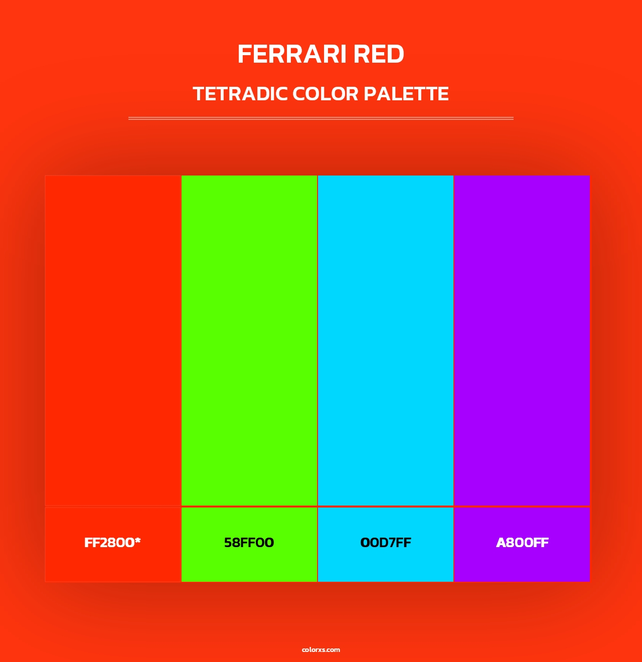 Ferrari Red - Tetradic Color Palette