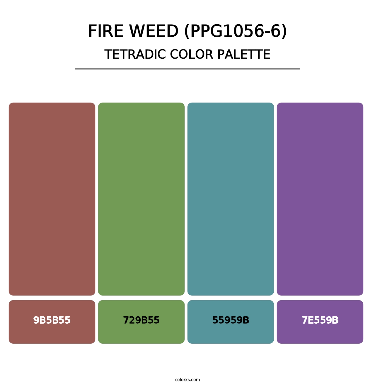 Fire Weed (PPG1056-6) - Tetradic Color Palette