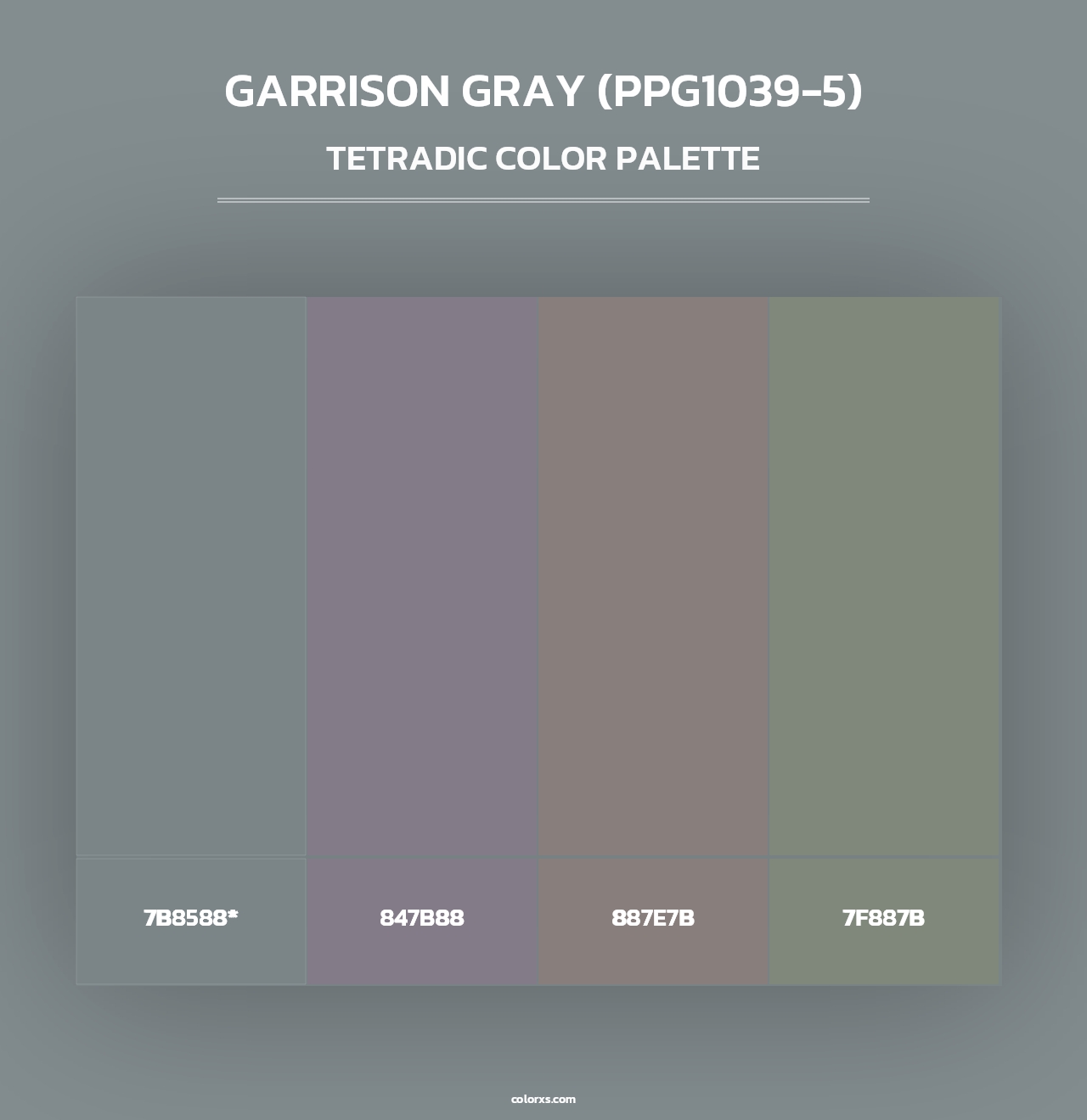 Garrison Gray (PPG1039-5) - Tetradic Color Palette