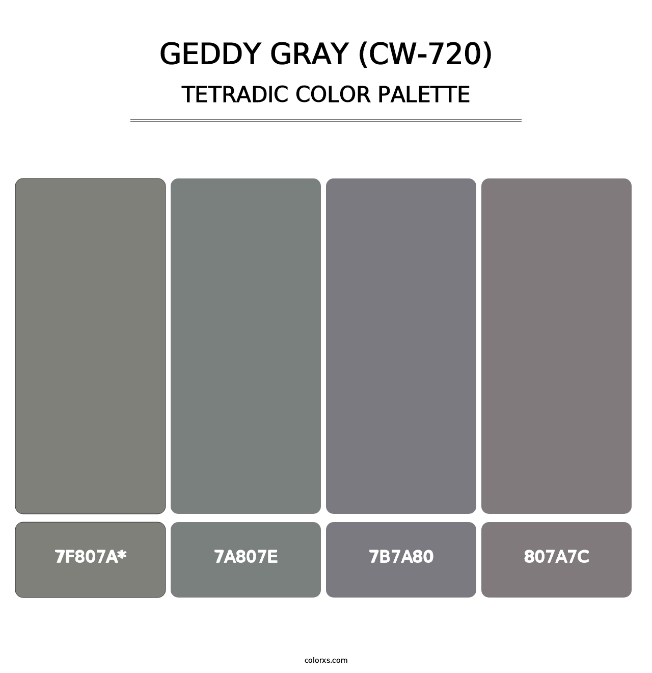Geddy Gray (CW-720) - Tetradic Color Palette
