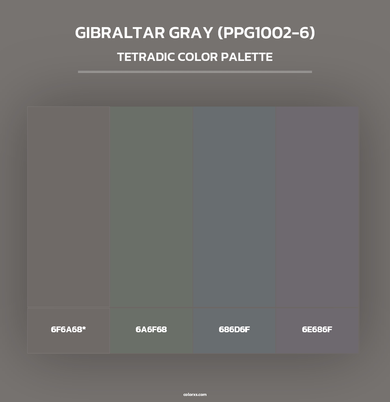 Gibraltar Gray (PPG1002-6) - Tetradic Color Palette