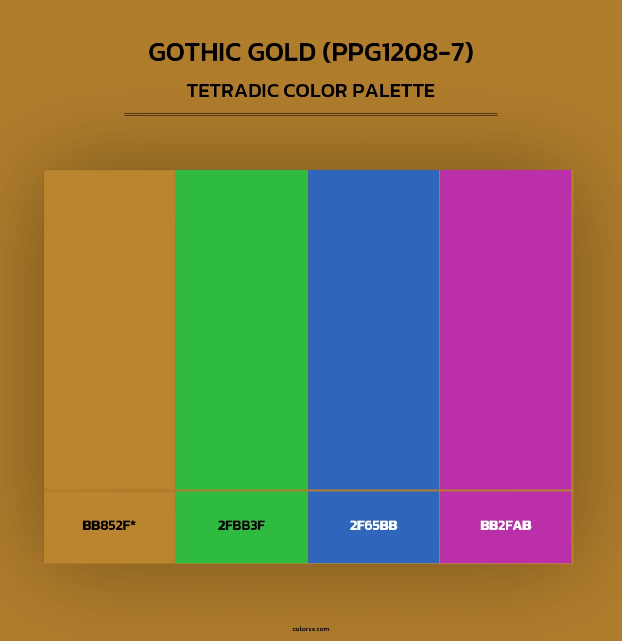Gothic Gold (PPG1208-7) - Tetradic Color Palette