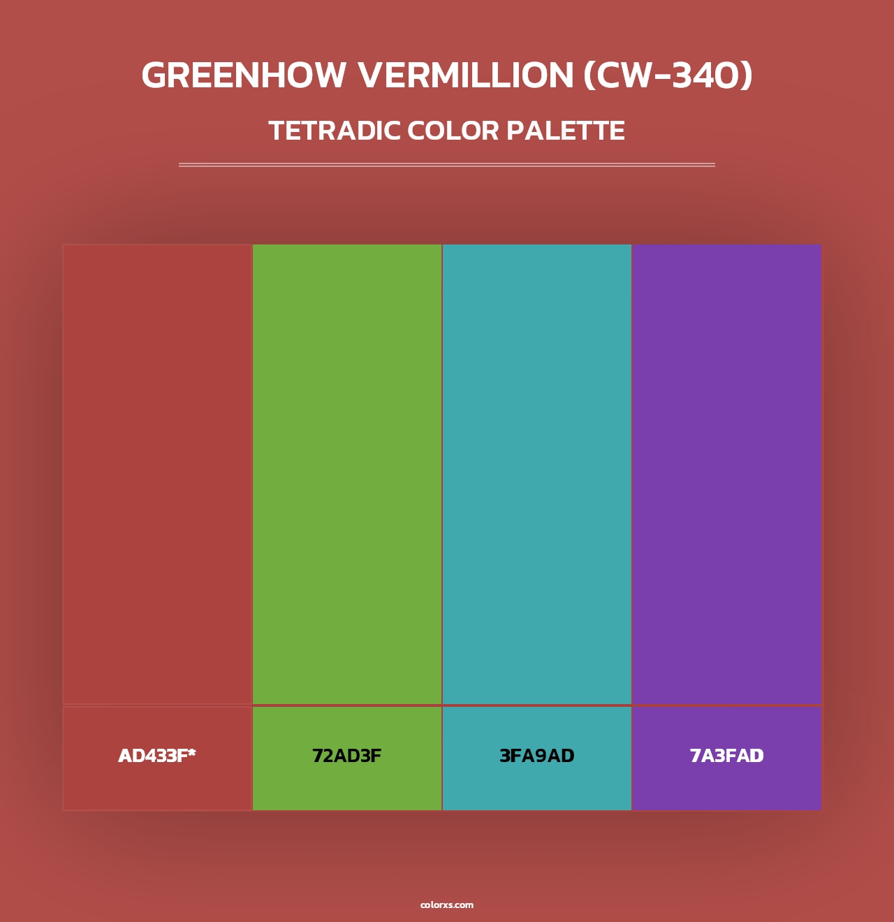 Greenhow Vermillion (CW-340) - Tetradic Color Palette