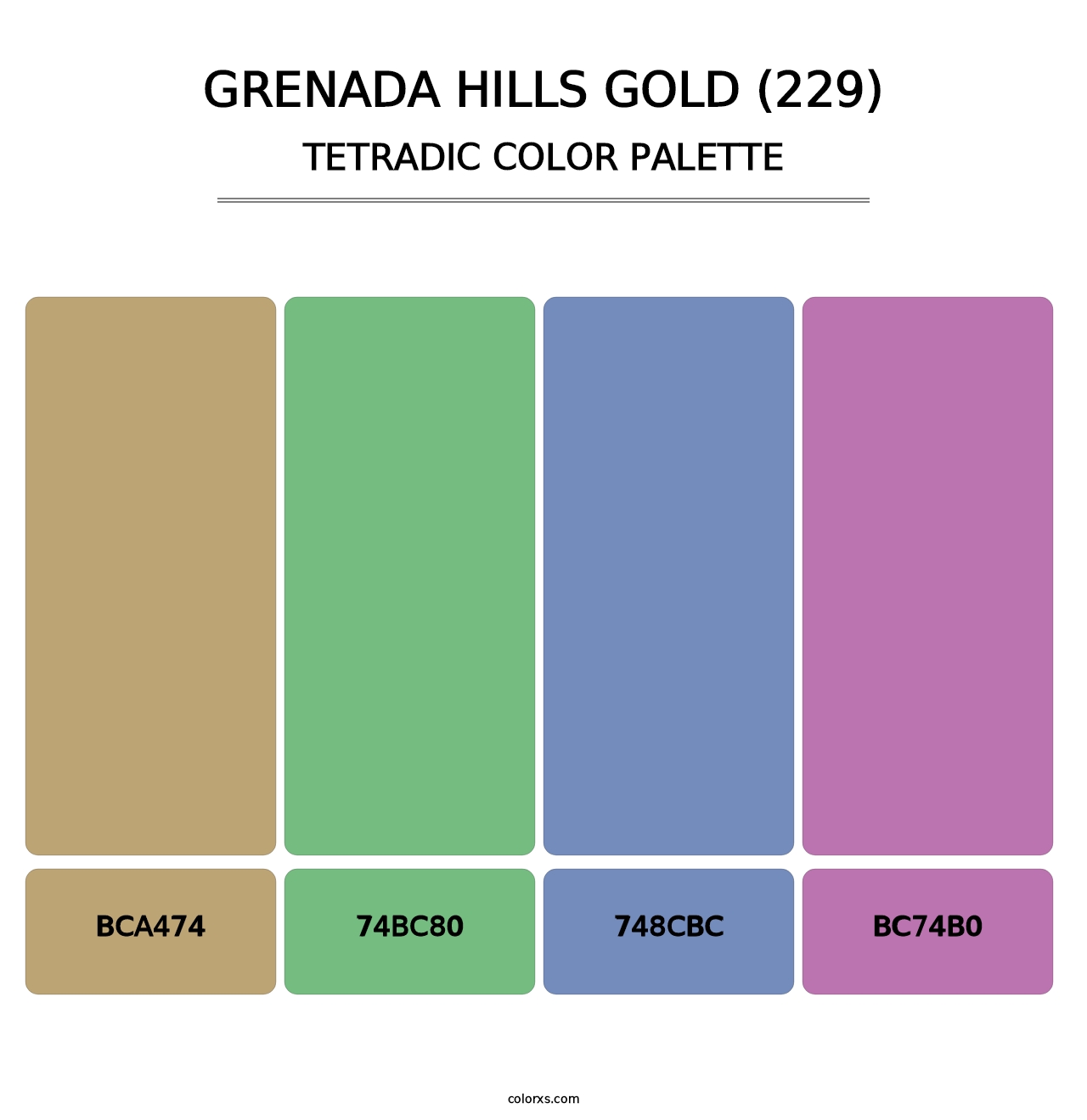 Grenada Hills Gold (229) - Tetradic Color Palette
