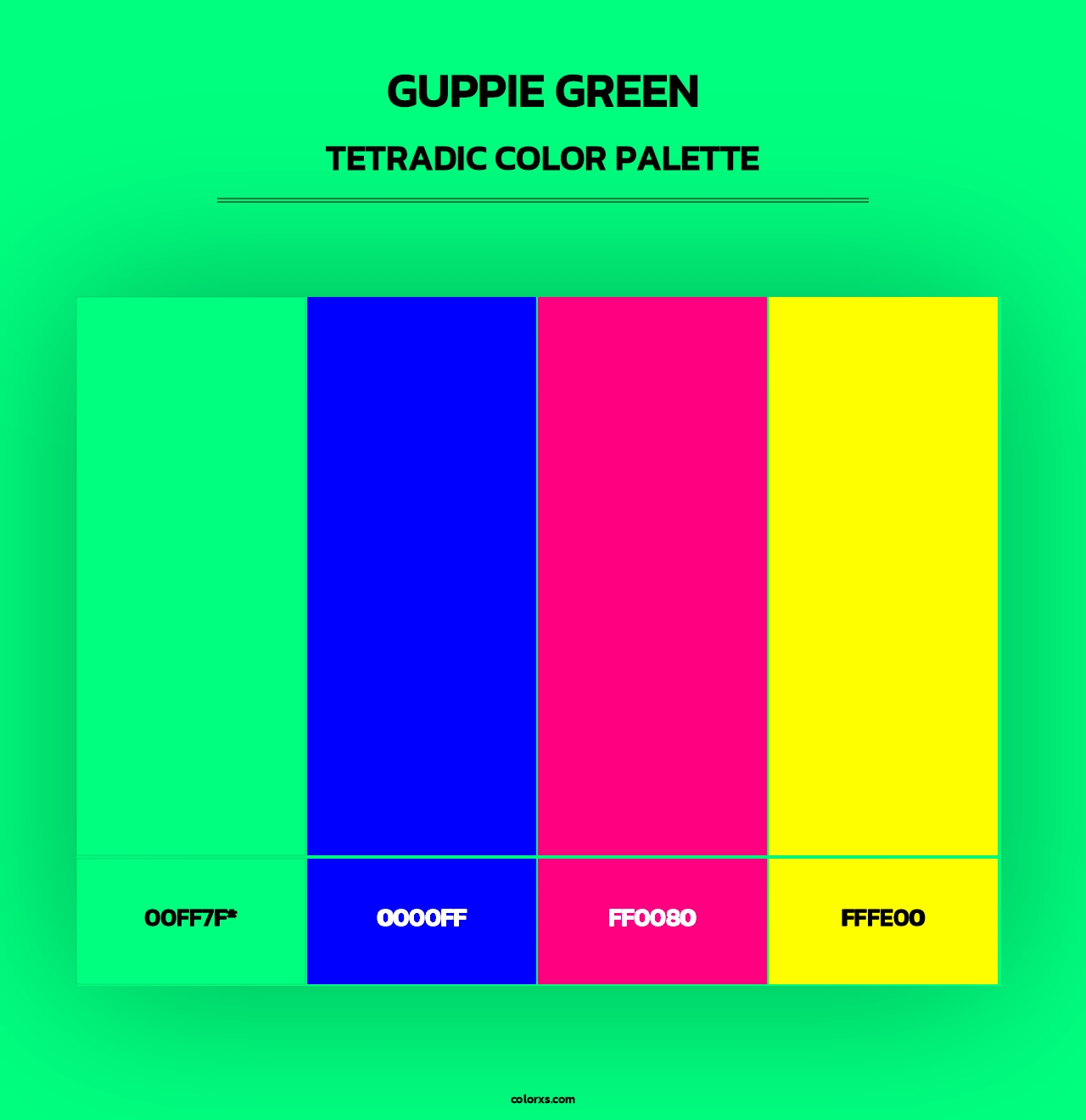 Guppie green - Tetradic Color Palette