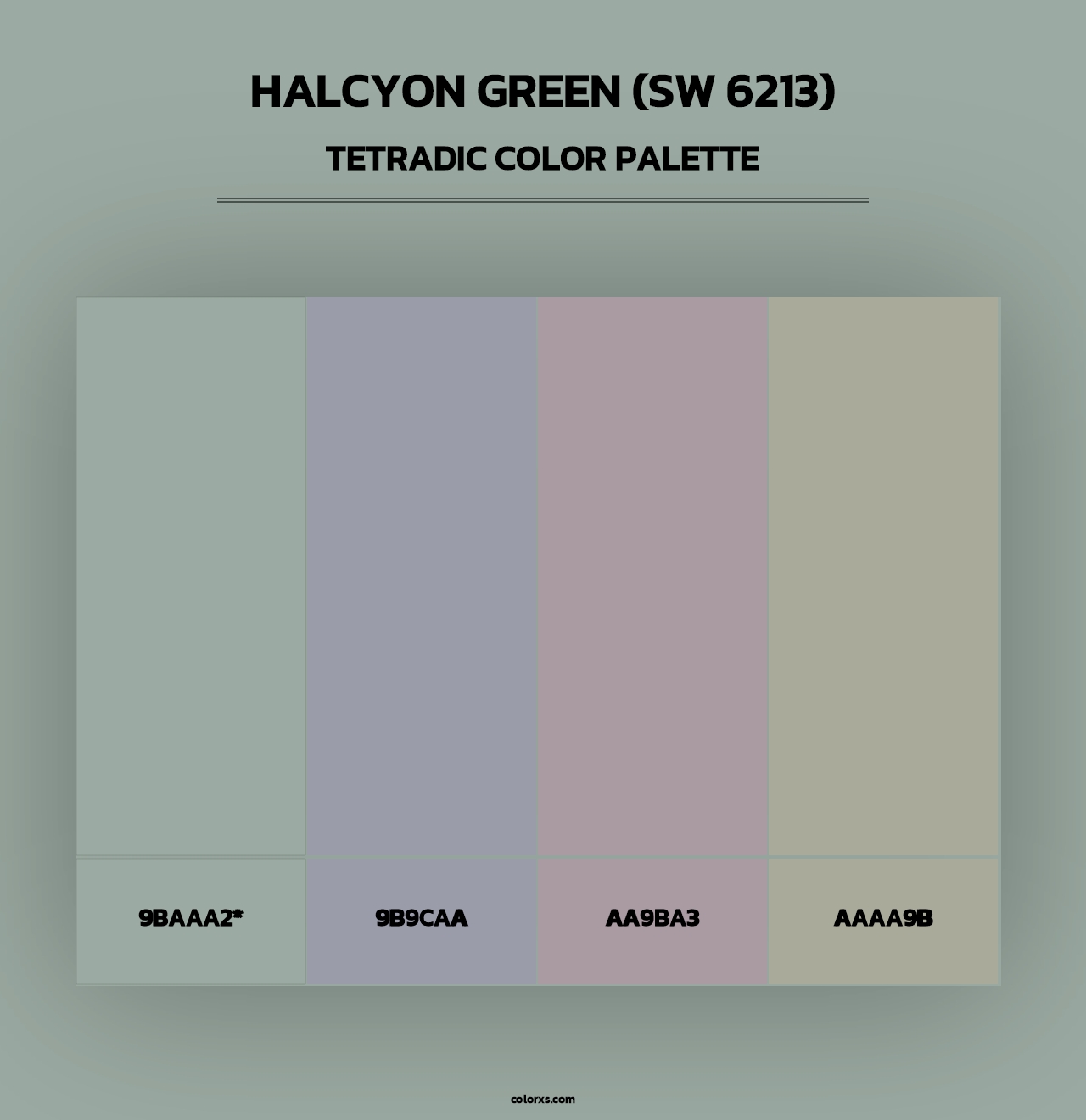 Halcyon Green (SW 6213) - Tetradic Color Palette