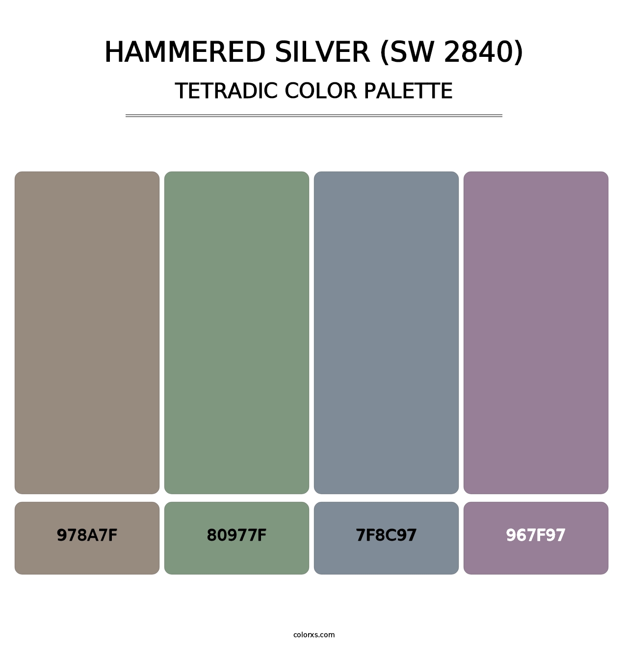 Hammered Silver (SW 2840) - Tetradic Color Palette