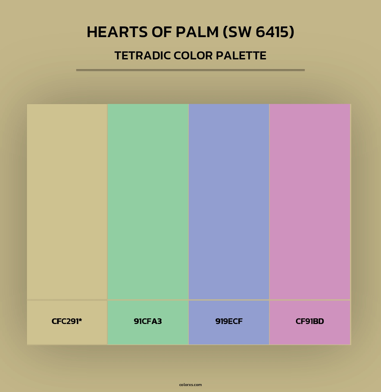 Hearts of Palm (SW 6415) - Tetradic Color Palette