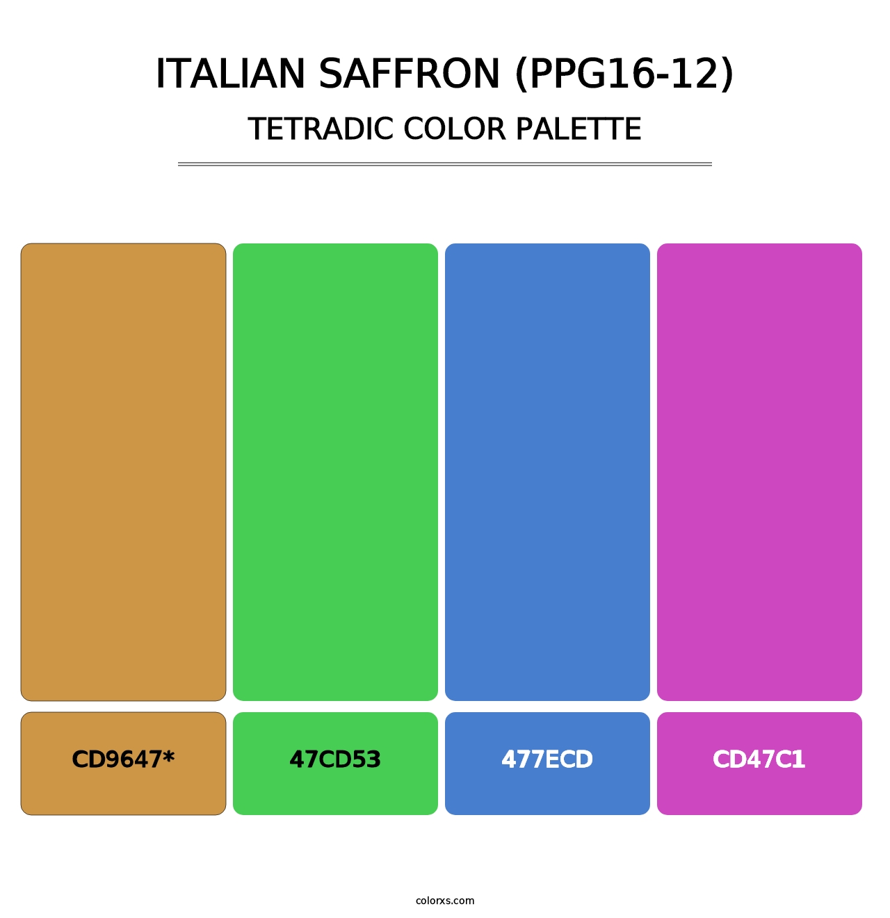 Italian Saffron (PPG16-12) - Tetradic Color Palette