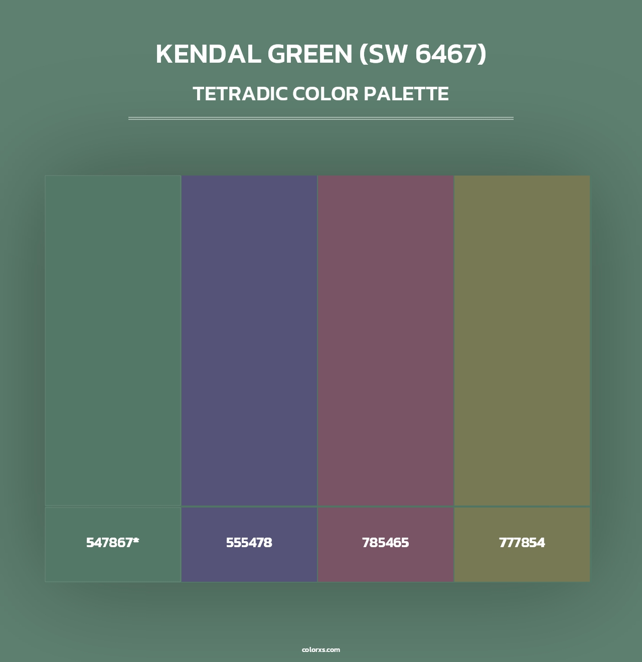 Kendal Green (SW 6467) - Tetradic Color Palette