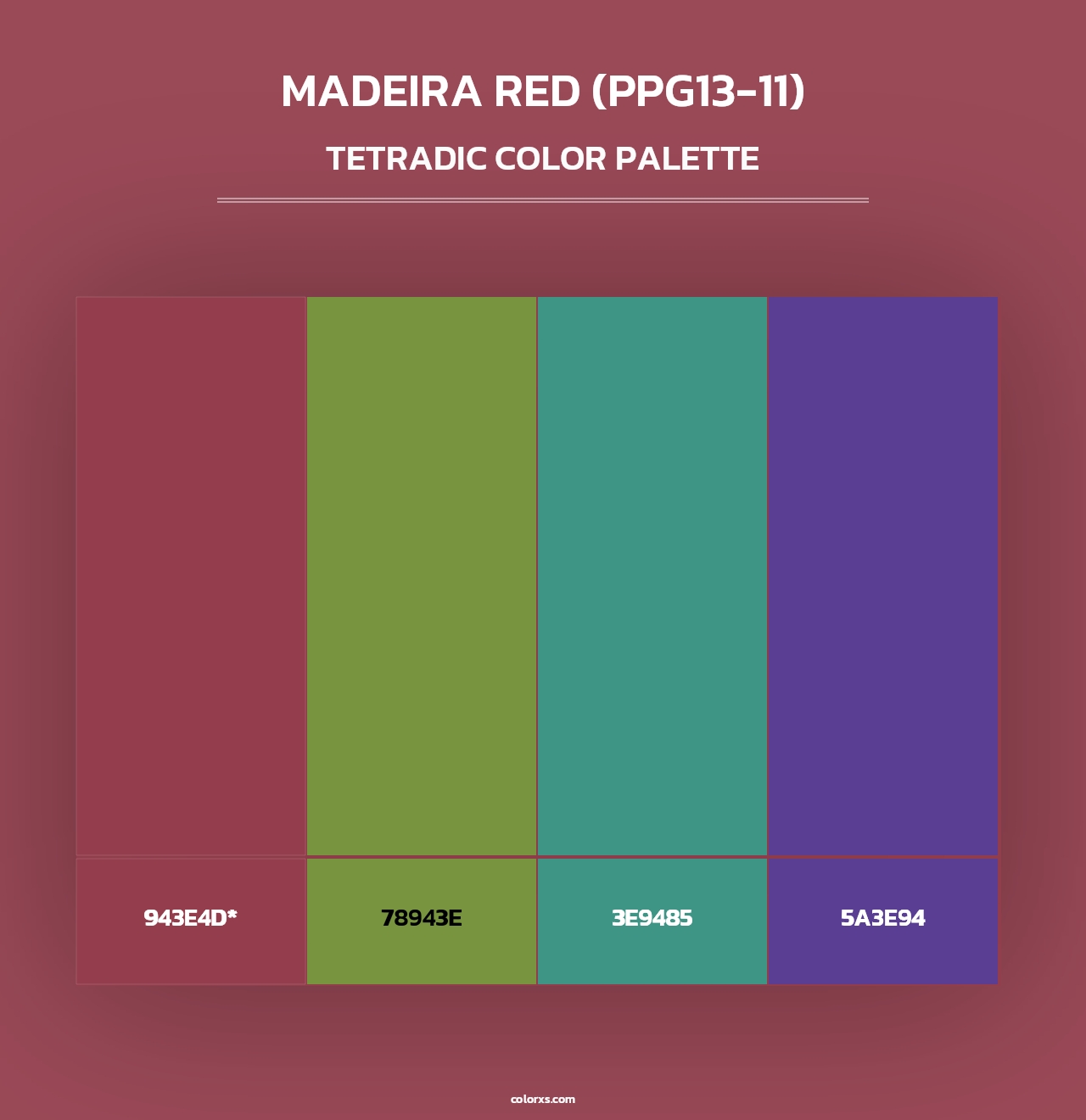 Madeira Red (PPG13-11) - Tetradic Color Palette