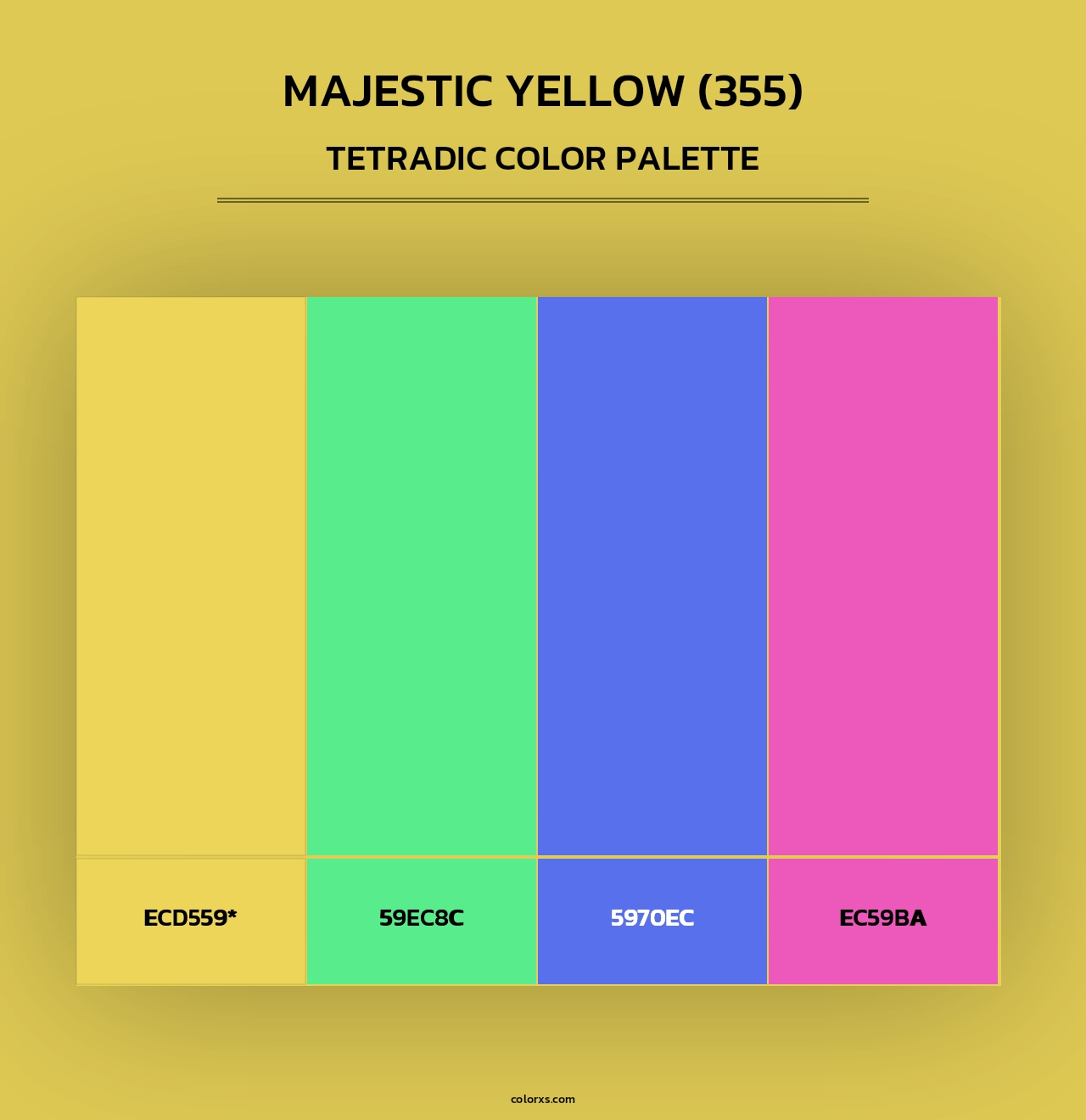 Majestic Yellow (355) - Tetradic Color Palette