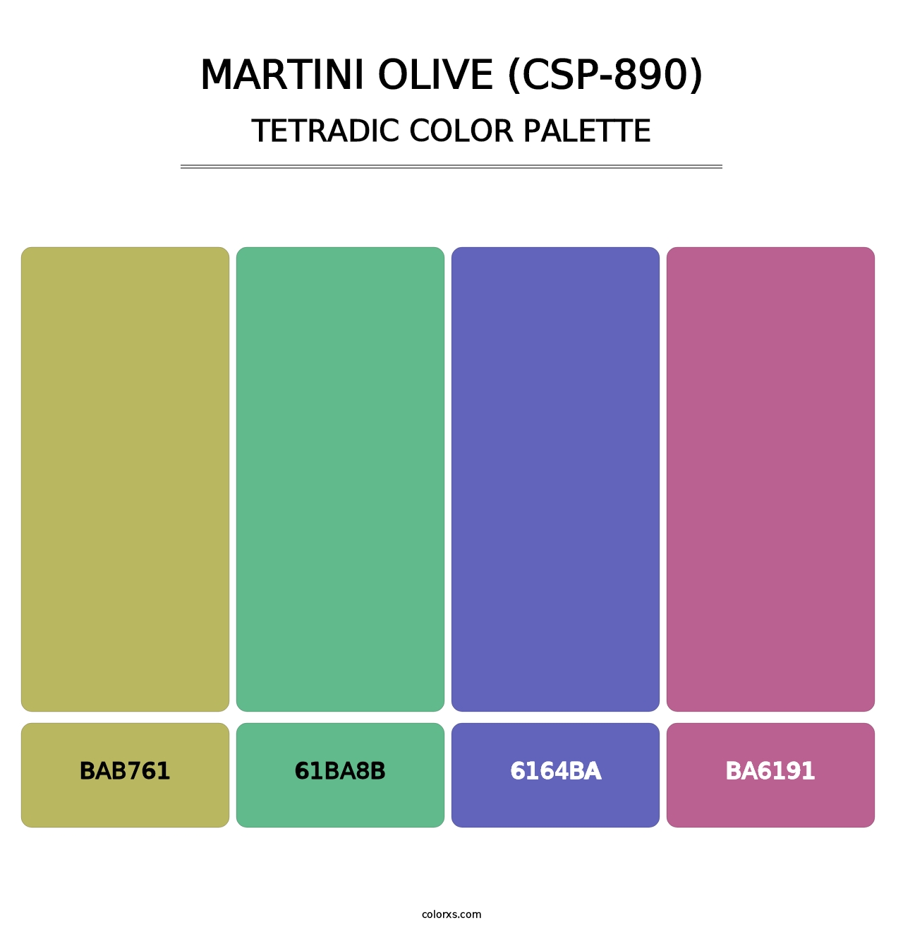 Martini Olive (CSP-890) - Tetradic Color Palette