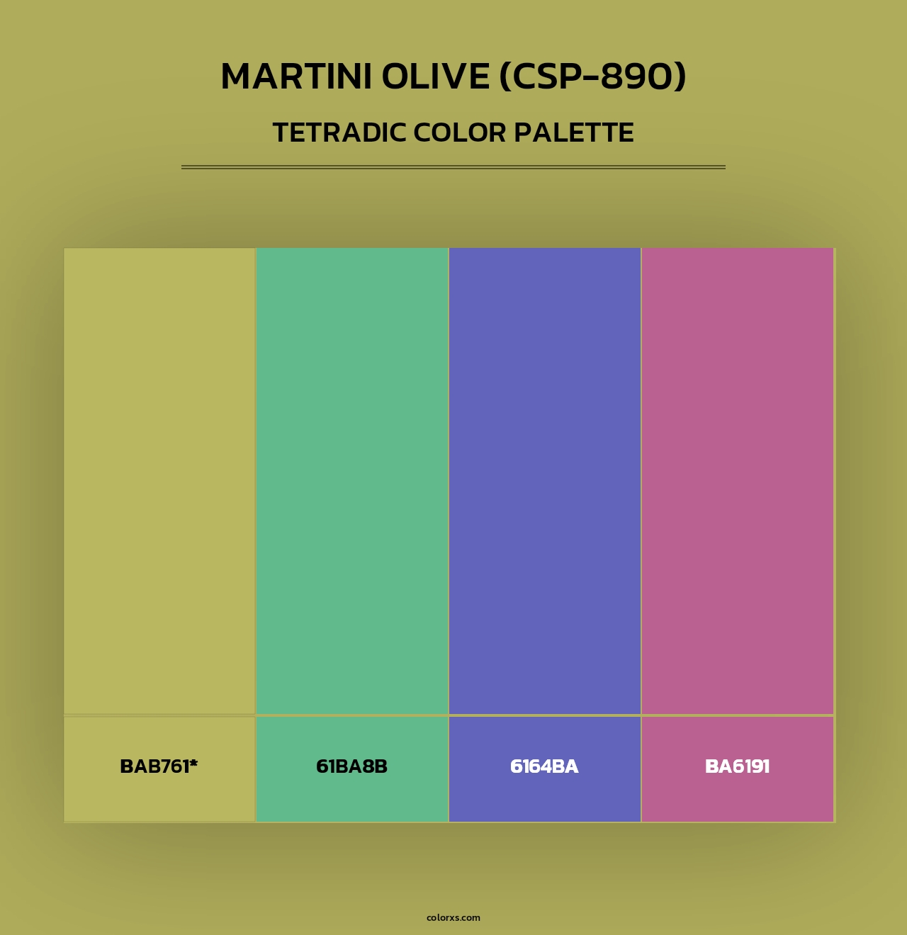 Martini Olive (CSP-890) - Tetradic Color Palette