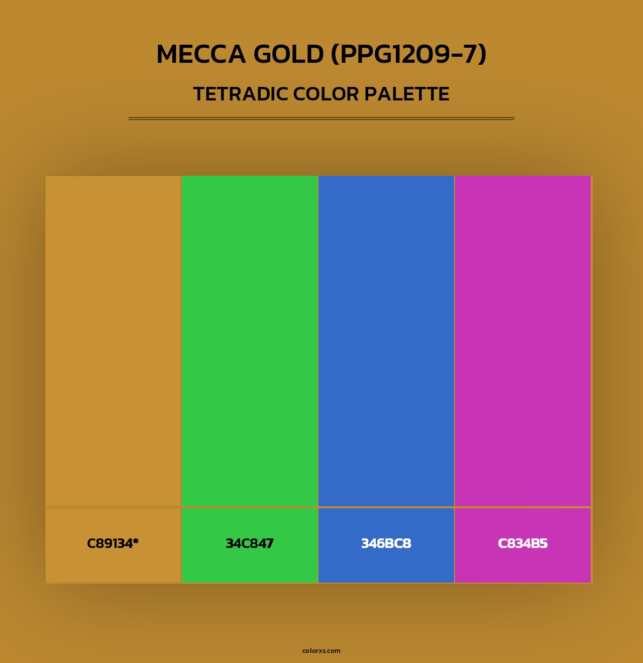 Mecca Gold (PPG1209-7) - Tetradic Color Palette