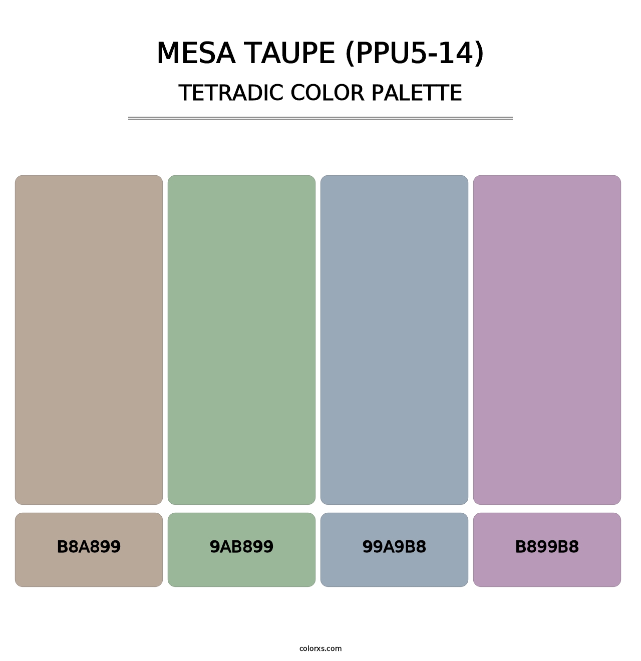 Mesa Taupe (PPU5-14) - Tetradic Color Palette