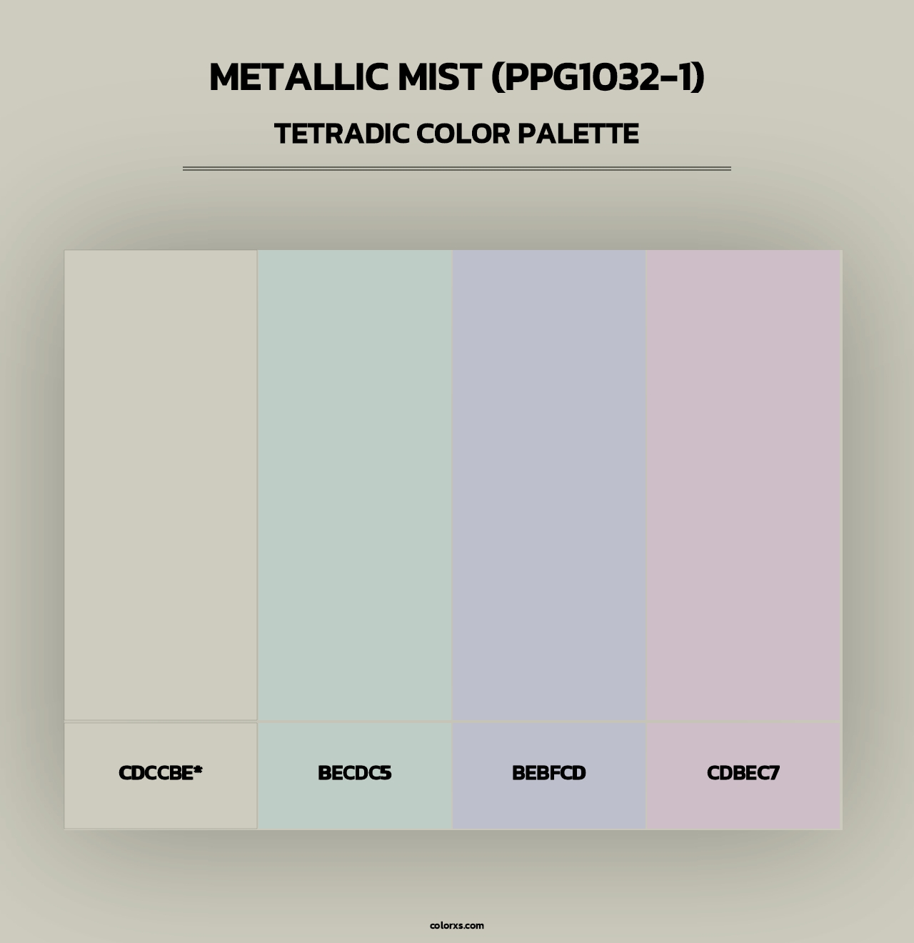 Metallic Mist (PPG1032-1) - Tetradic Color Palette