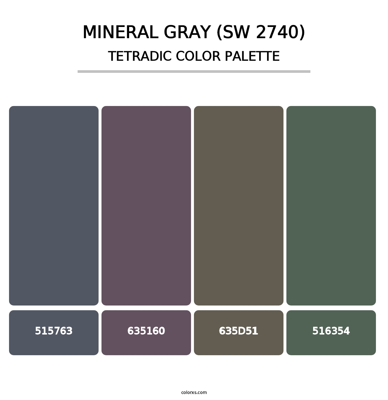 Mineral Gray (SW 2740) - Tetradic Color Palette