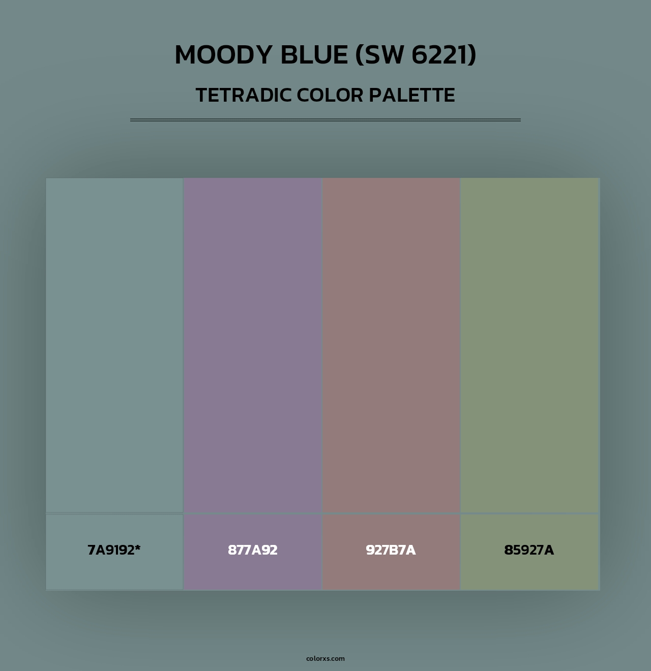 Moody Blue (SW 6221) - Tetradic Color Palette