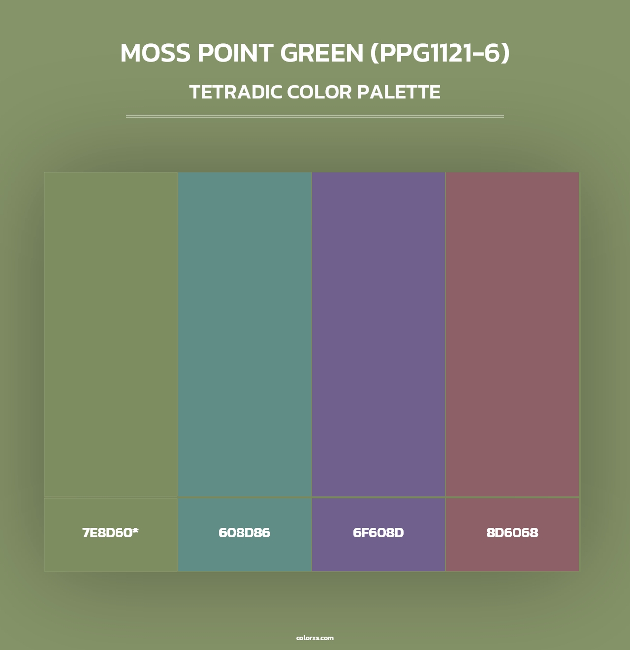 Moss Point Green (PPG1121-6) - Tetradic Color Palette