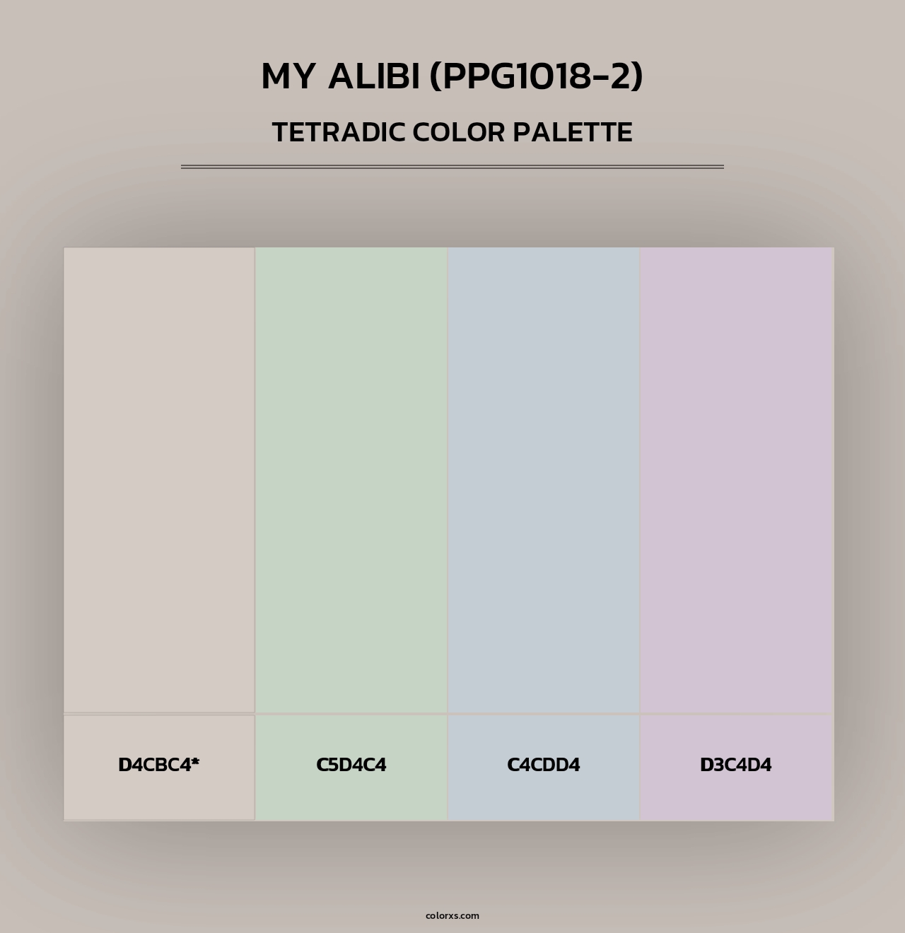 My Alibi (PPG1018-2) - Tetradic Color Palette