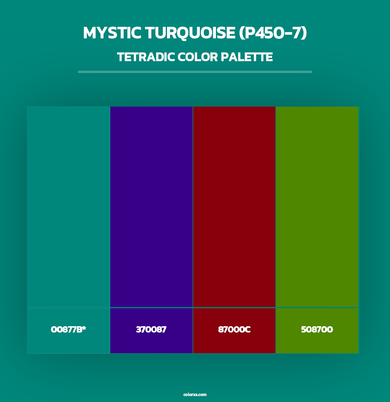 Mystic Turquoise (P450-7) - Tetradic Color Palette