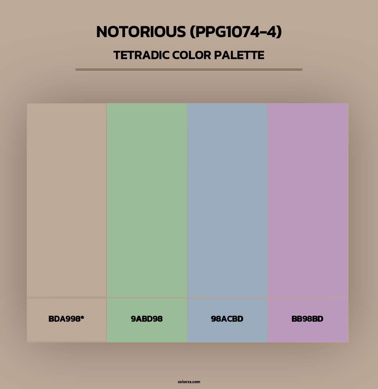 Notorious (PPG1074-4) - Tetradic Color Palette