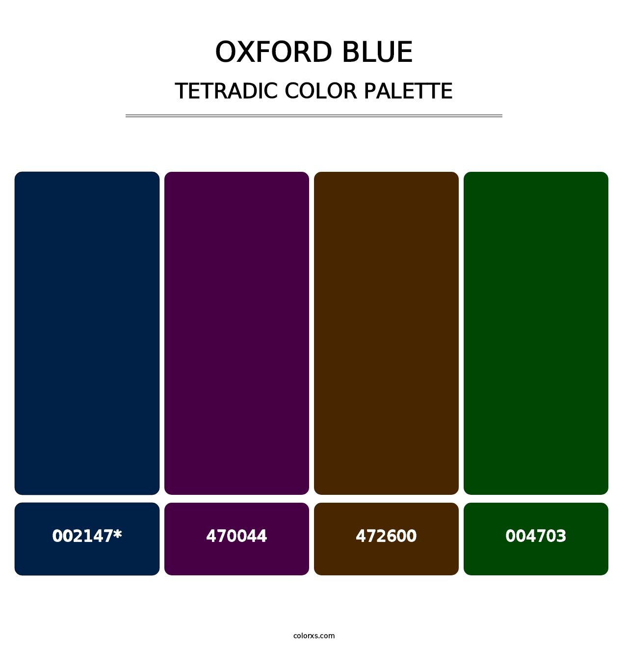 Oxford Blue - Tetradic Color Palette