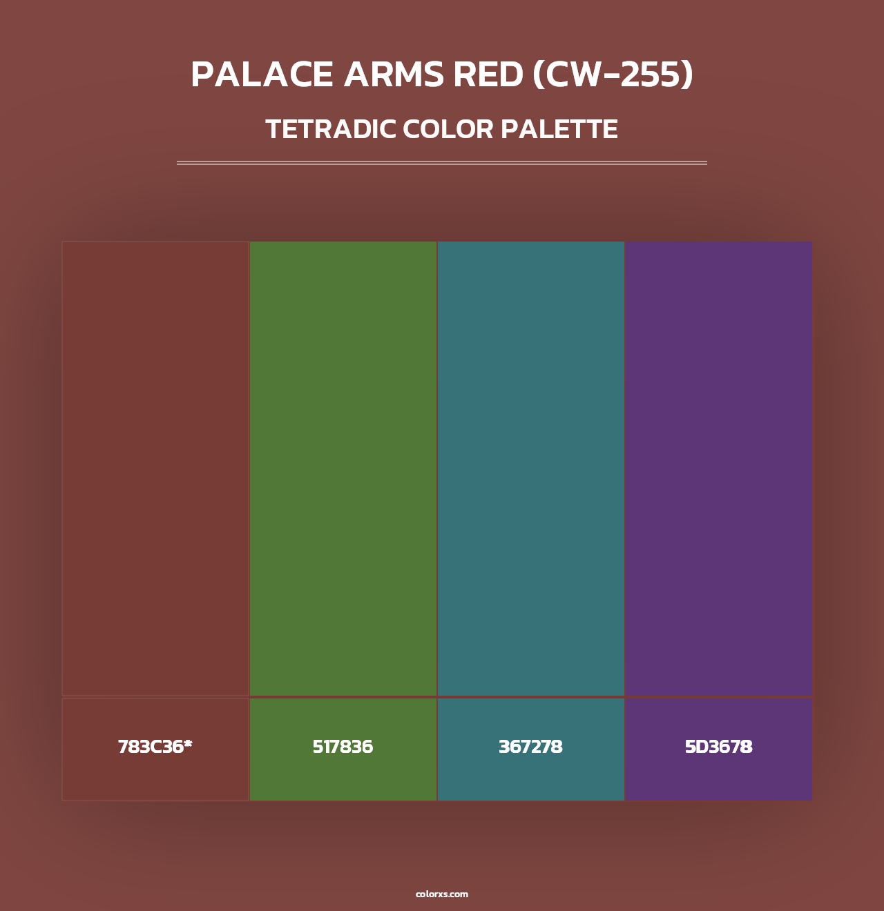 Palace Arms Red (CW-255) - Tetradic Color Palette