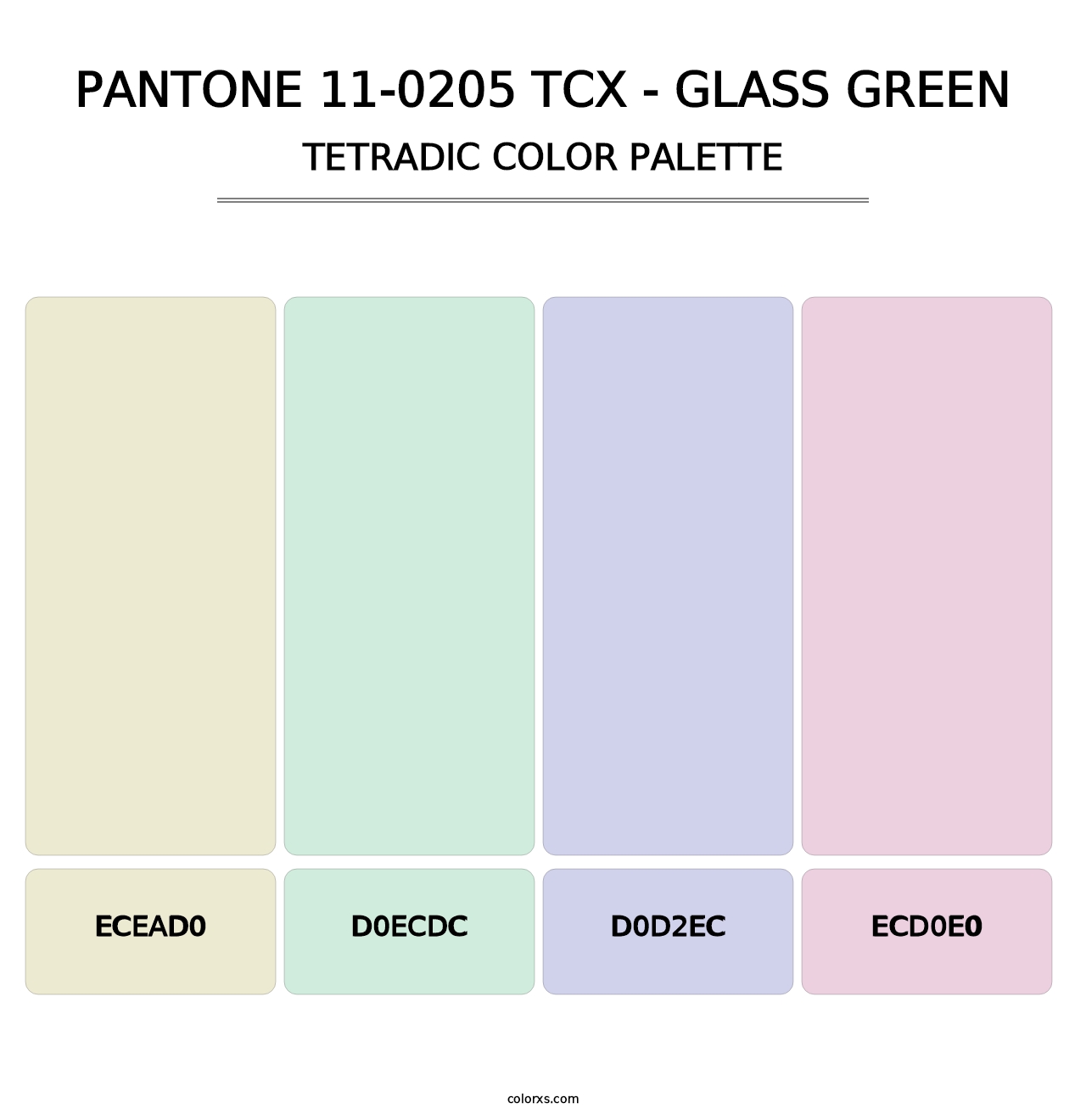 PANTONE 11-0205 TCX - Glass Green - Tetradic Color Palette
