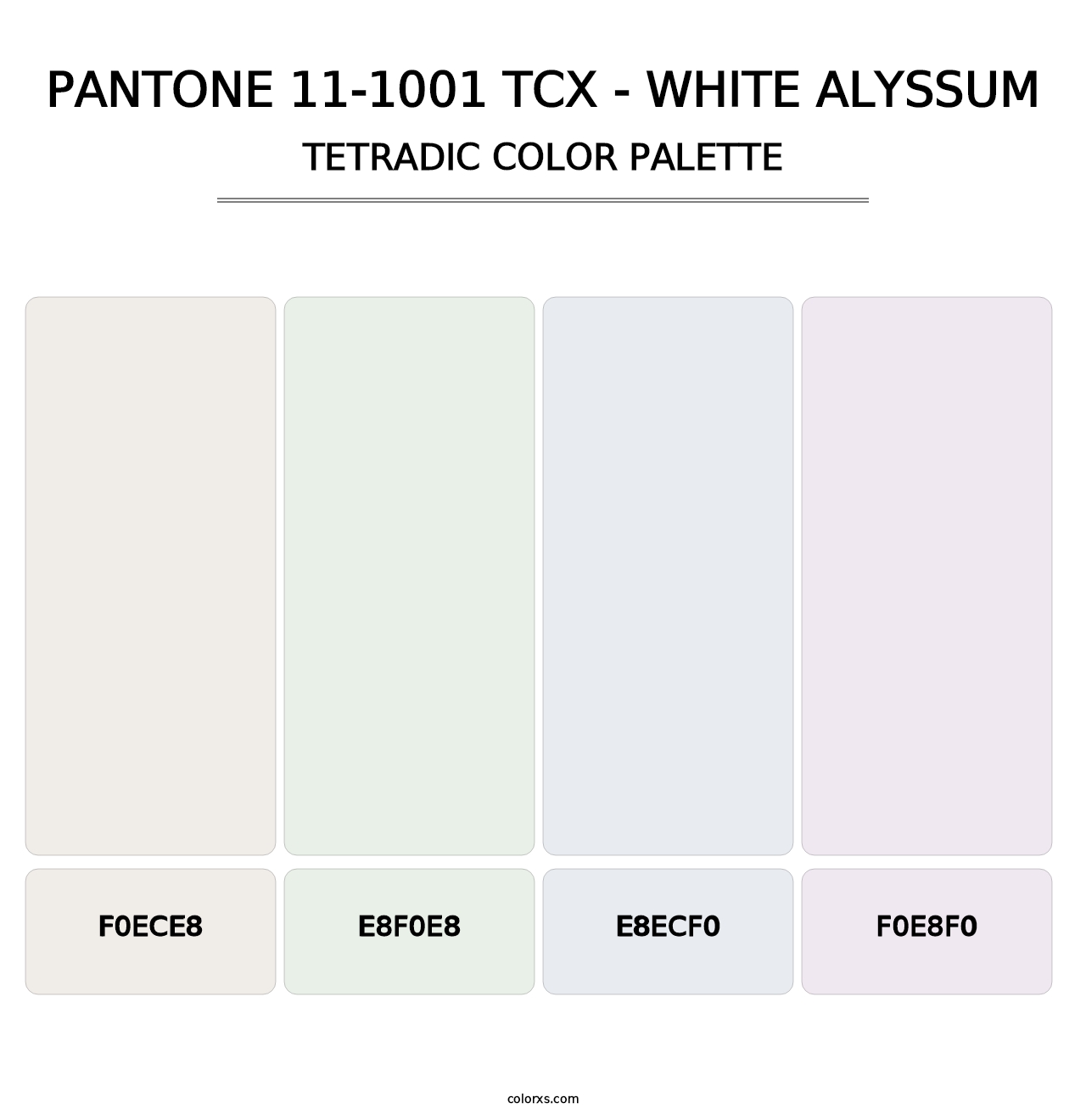 PANTONE 11-1001 TCX - White Alyssum - Tetradic Color Palette
