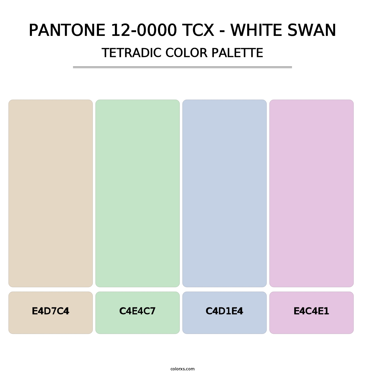 PANTONE 12-0000 TCX - White Swan - Tetradic Color Palette